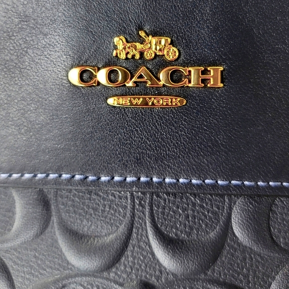 Coach Signature Leather Embossed Purse Bag 3in1 Covertable Designer Satchel - Picture 4 of 12